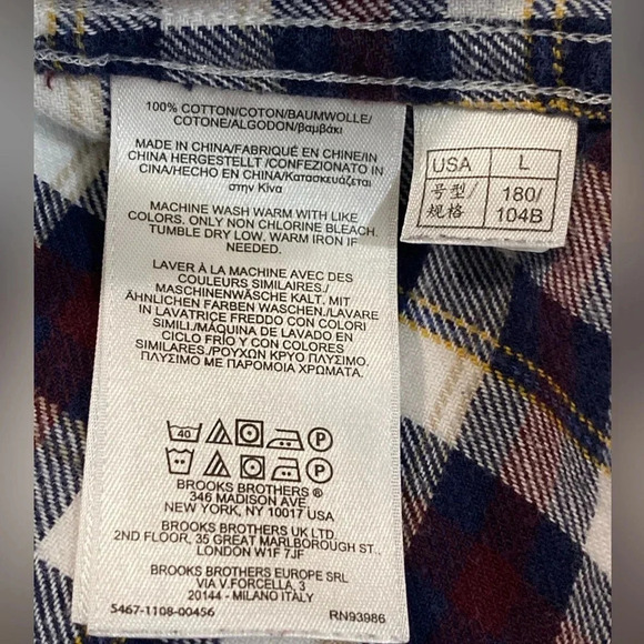 Brooks Brothers maroon white black men plaid button up long cuff sleeve shirts L - Picture 5 of 9